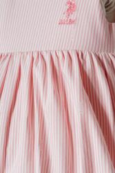 U.S. Polo Assn. Kız Bebek Elbise Pembe Çizgili Pamuklu Yazlık Bebek Elbisesi  - 3