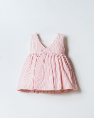 U.S. Polo Assn. Kız Bebek Elbise Pembe Çizgili Pamuklu Yazlık Bebek Elbisesi  - 4
