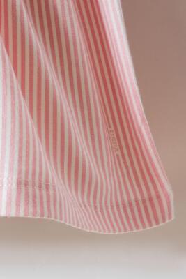 U.S. Polo Assn. Kız Bebek Elbise Pembe Çizgili Pamuklu Yazlık Bebek Elbisesi  - 5