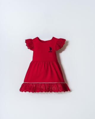 U.S. Polo Assn. Kız Bebek Fistolu Pamuklu Elbise – Dantel Detaylı Şık Tasarım - 6