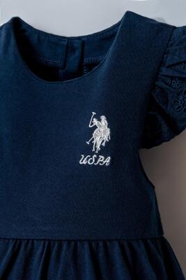 U.S. Polo Assn. Kız Bebek Fistolu Pamuklu Elbise – Dantel Detaylı Şık Tasarım - 5