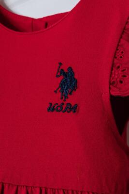 U.S. Polo Assn. Kız Bebek Fistolu Pamuklu Elbise – Dantel Detaylı Şık Tasarım - 7