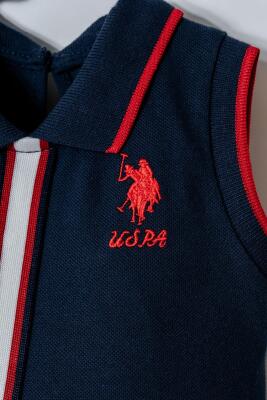 U.S. Polo Assn. Kız Bebek Kolsuz Polo Yaka Pike Elbise %100 Pamuk - 6