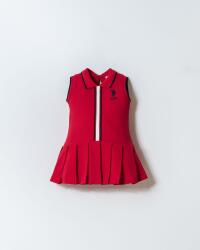 U.S. Polo Assn. Kız Bebek Kolsuz Polo Yaka Pike Elbise %100 Pamuk Kırmızı