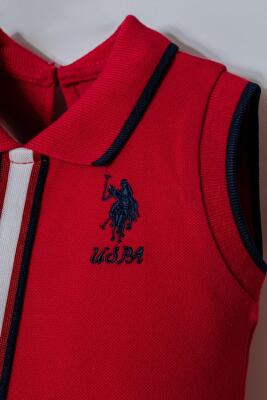 U.S. Polo Assn. Kız Bebek Kolsuz Polo Yaka Pike Elbise %100 Pamuk - 11
