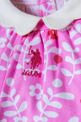 U.S. Polo Assn. Kız Bebek Külotlu Elbise %100 Pamuk İnterlok Örme Çiçek Desenli Yazlık Bebek Elbisesi - 2