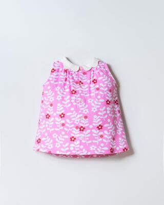 U.S. Polo Assn. Kız Bebek Elbise %100 Pamuk İnterlok Örme Çiçek Desenli Yazlık Bebek Elbisesi - 4