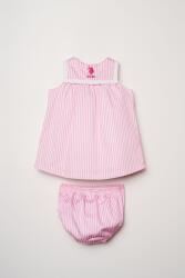 U.S. Polo Assn. Kız Bebek Külotlu Elbise %100 Pamuk Poplin Çizgili Yazlık 2’li Takım