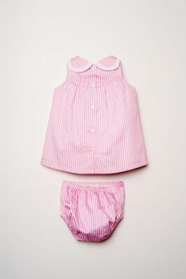 U.S. Polo Assn. Kız Bebek Külotlu Elbise %100 Pamuk Poplin Çizgili Yazlık 2’li Takım - 4