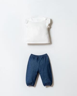 U.S. Polo Assn. Kız Bebek Müslin 2’li Takım %100 Pamuk Bluz & İki İplik Pantolon Yazlık Şık Kombin - 4