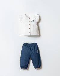 U.S. Polo Assn. Kız Bebek Müslin 2’li Takım %100 Pamuk Bluz & İki İplik Pantolon Yazlık Şık Kombin
