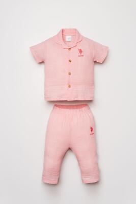 U.S. Polo Assn. Kız Bebek Müslin Pijama Takımı %100 Pamuklu Yazlık 2’li Takım - 1