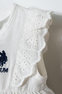 U.S. Polo Assn. Kız Bebek Müslin Şort Takım %100 Pamuk Fisto Detaylı Yazlık 2’li Kombin - 5