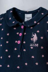 US Polo Assn. Kız Bebek Pike Tulum %100 Pamuk – Kalpli Desenli, Kısa Kollu Yazlık Bebek Tulum - 12