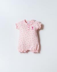 US Polo Assn. Kız Bebek Pike Tulum %100 Pamuk – Kalpli Desenli, Kısa Kollu Yazlık Bebek Tulum - 1