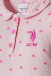 US Polo Assn. Kız Bebek Pike Tulum %100 Pamuk – Kalpli Desenli, Kısa Kollu Yazlık Bebek Tulum - 2