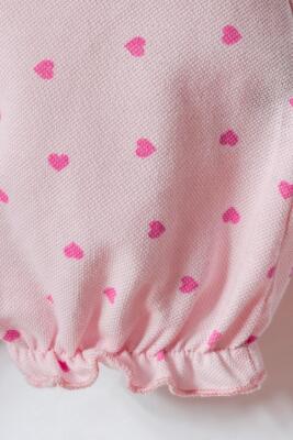 US Polo Assn. Kız Bebek Pike Tulum %100 Pamuk – Kalpli Desenli, Kısa Kollu Yazlık Bebek Tulum - 3