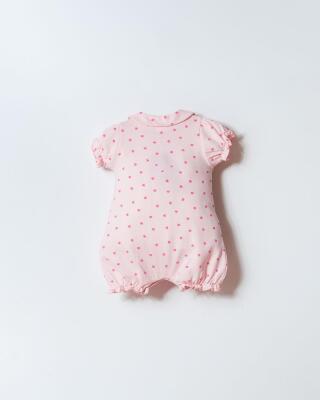 US Polo Assn. Kız Bebek Pike Tulum %100 Pamuk – Kalpli Desenli, Kısa Kollu Yazlık Bebek Tulum - 4