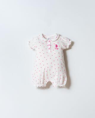 US Polo Assn. Kız Bebek Pike Tulum %100 Pamuk – Kalpli Desenli, Kısa Kollu Yazlık Bebek Tulum - 6