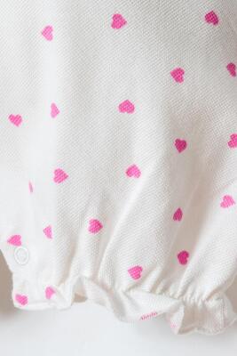 US Polo Assn. Kız Bebek Pike Tulum %100 Pamuk – Kalpli Desenli, Kısa Kollu Yazlık Bebek Tulum - 8