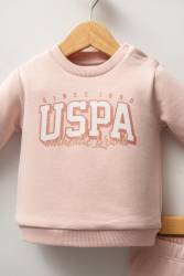 U.S. Polo Assn. Kız Bebek Pudra 3 İplik Alt Üst Takım - Thumbnail