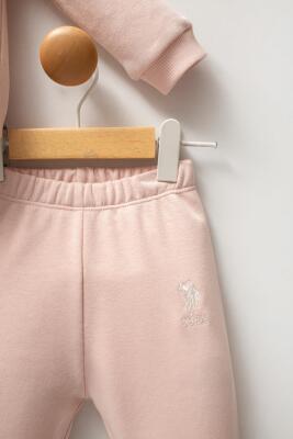 U.S. Polo Assn. Kız Bebek Pudra 3 İplik Alt Üst Takım  - 3