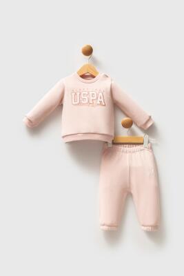 U.S. Polo Assn. Kız Bebek Pudra 3 İplik Alt Üst Takım  - 1