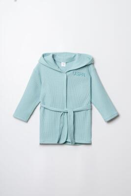 U.S. Polo Assn. Kız Bebek Waffle Bornoz %100 Pamuk - 6