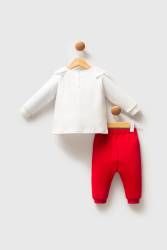 U.S. Polo Assn. Kızmızı Beyaz Kız Bebek Alt Üst Takım, %100 Pamuk - Thumbnail