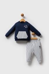 U.S. Polo Assn. Lacivert Erkek Bebek Alt Üst Takım, %100 Pamuklu, Çizgili - Thumbnail