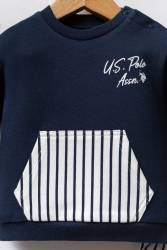 U.S. Polo Assn. Lacivert Erkek Bebek Alt Üst Takım, %100 Pamuklu, Çizgili - Thumbnail
