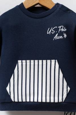U.S. Polo Assn. - U.S. Polo Assn. Lacivert Erkek Bebek Alt Üst Takım, %100 Pamuklu, Çizgili (1)