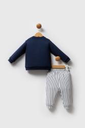 U.S. Polo Assn. Lacivert Erkek Bebek Alt Üst Takım, %100 Pamuklu, Çizgili - Thumbnail