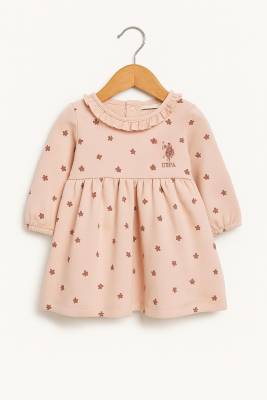 U.S. Polo Assn. - U.S. Polo Assn. Pudra Kaşkorse Kız Bebek Elbise