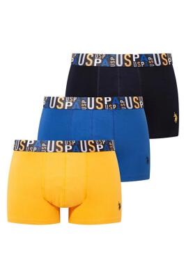 U.S. Polo Assn. Sarı Lacivert Saks Erkek Boxer  %95 Pamuk/Cotton %5 Elastan/Elasthane - 1