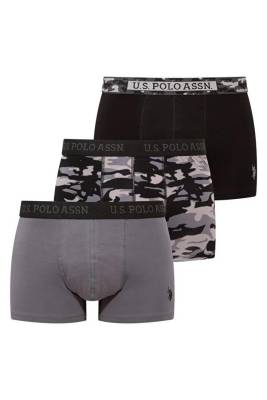 U.S. Polo Assn. - U.S. Polo Assn. Siyah Antrasit Kamuflaj Erkek Boxer %95 Pamuk/Cotton %5 Elastan/Elasthane