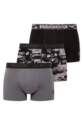 U.S. Polo Assn. Siyah Antrasit Kamuflaj Erkek Boxer  %95 Pamuk/Cotton %5 Elastan/Elasthane Siyah-antrasit-gri