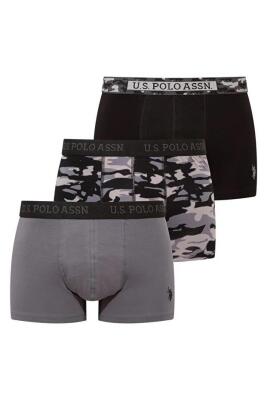 U.S. Polo Assn. Siyah Antrasit Kamuflaj Erkek Boxer  %95 Pamuk/Cotton %5 Elastan/Elasthane - 1