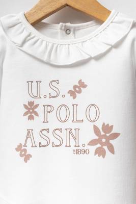 U.S. Polo Assn. - U.S. Polo Assn. Yazı Baskılı Kız Bebek alt üst takım, %100 Pamuk (1)