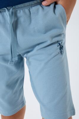 U.S. Polo Assn Yazı Basklı Erkek Çocuk Şortlu Takım, %100 Pamuk Yazlık Tişört & Bermuda Şort Takım - 9