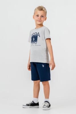 U.S. Polo Assn Yazı Basklı Erkek Çocuk Şortlu Takım, %100 Pamuk Yazlık Tişört & Bermuda Şort Takım - 14