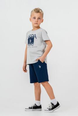 U.S. Polo Assn Yazı Basklı Erkek Çocuk Şortlu Takım, %100 Pamuk Yazlık Tişört & Bermuda Şort Takım - 20