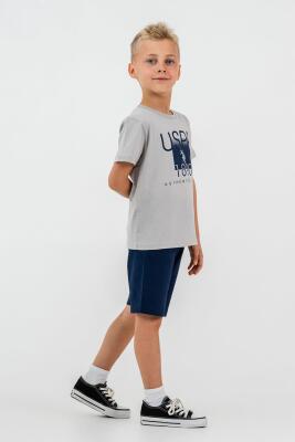 U.S. Polo Assn Yazı Basklı Erkek Çocuk Şortlu Takım, %100 Pamuk Yazlık Tişört & Bermuda Şort Takım - 19
