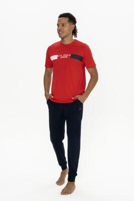 U.S. Polo Erkek %100 Pamuk Pijama Takım, Dar Paça, Bisiklet Yaka, Kısakol, Cep Detaylı - 6