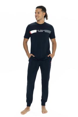 U.S. Polo Erkek %100 Pamuk Pijama Takım, Dar Paça, Bisiklet Yaka, Kısakol, Cep Detaylı - 7