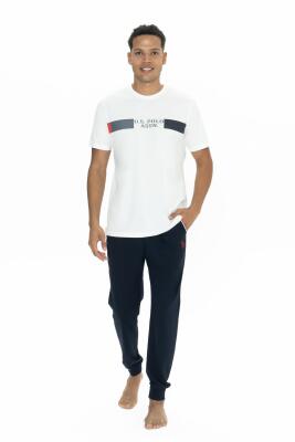 U.S. Polo Erkek %100 Pamuk Pijama Takım, Dar Paça, Bisiklet Yaka, Kısakol, Cep Detaylı - 1