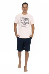 U.S. Polo Erkek %100 Pamuk Takım, Yazı Baskılı Kısakol T-shirt ve Cepli Şort Takım - 4