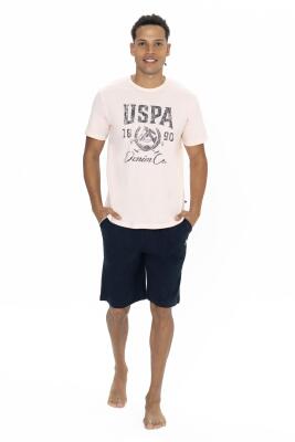U.S. Polo Erkek %100 Pamuk Takım, Yazı Baskılı Kısakol T-shirt ve Cepli Şort Takım - 4