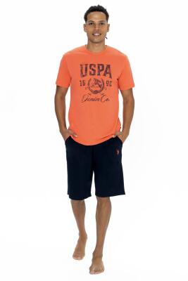 U.S. Polo Erkek %100 Pamuk Takım, Yazı Baskılı Kısakol T-shirt ve Cepli Şort Takım - 1