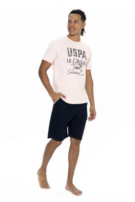 U.S. Polo Erkek %100 Pamuk Takım, Yazı Baskılı Kısakol T-shirt ve Cepli Şort Takım - 5
